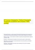  AP Human Geography: Political Geography Vocabulary questions and answers 100% verified.