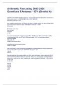 Arithmetic Reasoning 2023-2024 Questions &Answers 100&percnt; &lpar;Graded A&rpar;