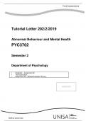 PYC 3702 Abnormal Behaviour and Mental Health 2 Latest Verified Review 2023 Practice Questions and Answers for Exam Preparation, 100% Correct with Explanations, Highly Recommended, Download to Score A+