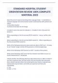 STANDARD HOSPITAL STUDENT ORIENTATION REVIEW 100&percnt; COMPLETE MATERIAL 2023