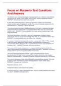 Focus on Maternity Test Questions And Answers