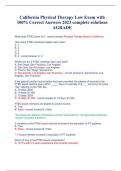 California Physical Therapy Law Exam with  100&percnt; Correct Answers 2023 complete solutions  AGRADE
