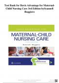 Test Bank for Davis Advantage for Maternal - Child Nursing Care 3rd Edition by Scannell Ruggiero