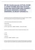 NR 661-Cardiovascular ACTUAL EXAM&sol; 2 LATEST EXAMS 2023-2024 ACTUAL  EXAM 300 QUESTIONS AND CORRECT  DETAILED ANSWERS &lpar;VERIFIED  ANSWERS&rpar; &vert;ALREADY GRADED A&plus;