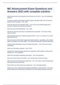 MC Advancement Exam Questions and Answers 2023 with complete solution
