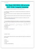 Test Bank 2023/2024; JB test prep EMT With Complete Solutions