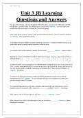 Unit 3 JB Learning Questions and Answers
