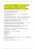 Assessment NCMHCE - Psychological Functioning- NCMHCE Exam For Mental Health Counselor Licensure