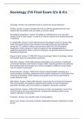 Sociology 210 Final Exam Q&rsquo;s & A&rsquo;s