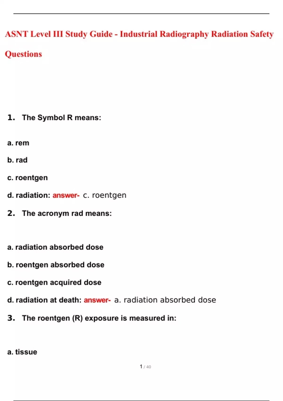ASNT Level III Study Guide Industrial Radiography Radiation Safety
