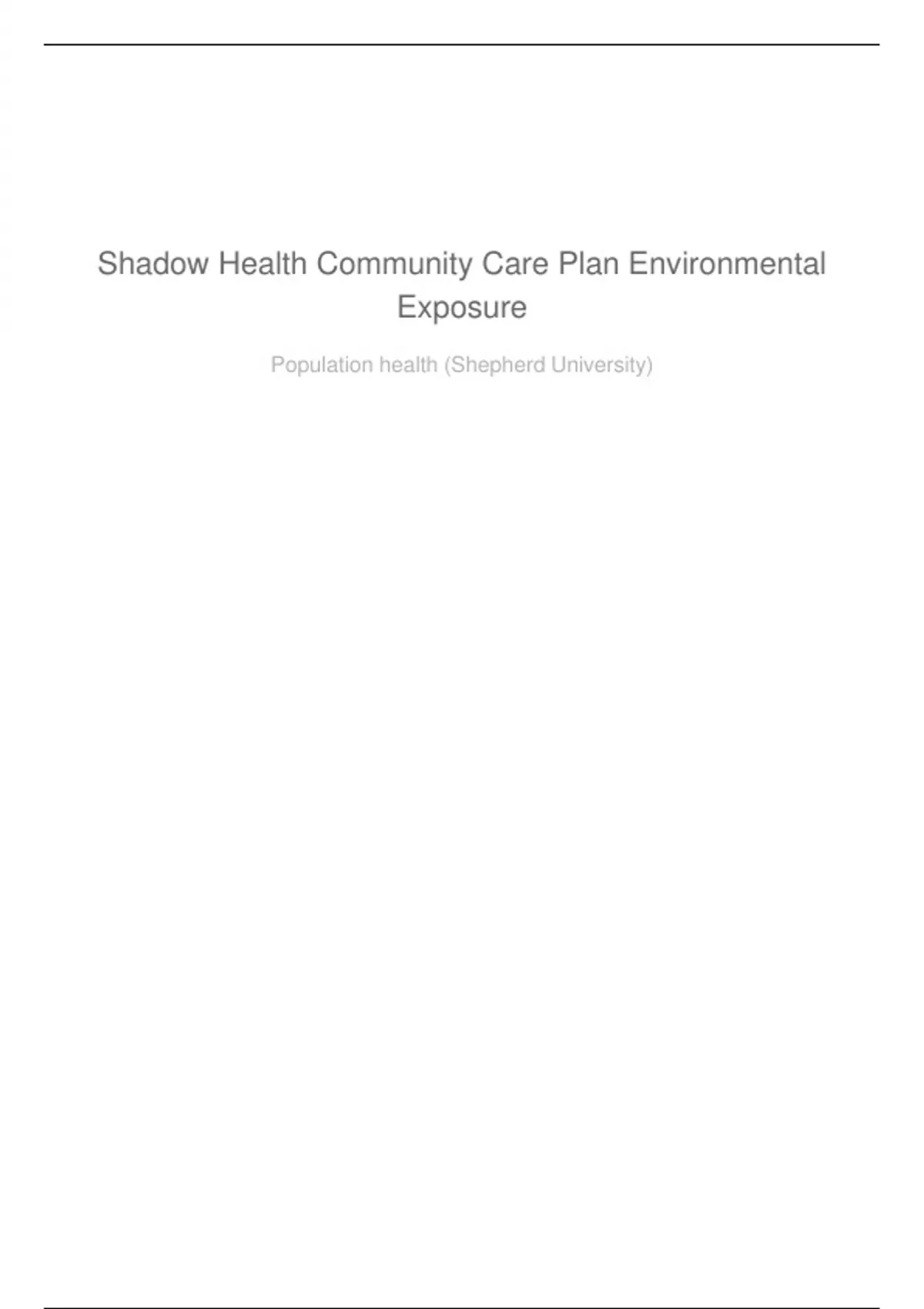 Shadow Health Community Care Plan Environmental Exposure Results