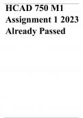 HCAD 750 M1 Assignment 1 2023 Aready Passed