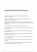 Test Bank for Corporate Finance Quiz Answers  By Stephen Ross, Randolph Westerfield, Jeffrey Jaffe, Bradford Jordan (A+ GRADED)
