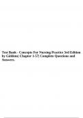 Test Bank - Concepts For Nursing Practice 3rd Edition by Giddens| Chapter 1-57| Complete Questions and Answers.