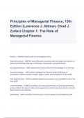Test Bank for Principles of Managerial Finance, 13th Edition (Lawrence J. Gitman, Chad J. Zutter) Chapter 1: The Role of Managerial Finance Questions & Answers (A+ GRADED)
