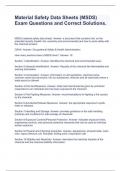 Material Safety Data Sheets &lpar;MSDS&rpar; Exam Questions and Correct Solutions&period;