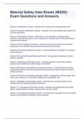 Material Safety Data Sheets &lpar;MSDS&rpar; Exam Questions and Answers&period;