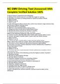 NC DMV Driving Test &lpar;Answered&rpar; With Complete Verified Solution 100&percnt;