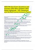 HESI RN Exit Exam Questions and Answers 2023 New Updated 100% Rated Highgrade  150+ Questions and Verified Correct Answers Pass!!!