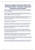 Elsevier Adaptive Quizzing (EAQ) Care Of Patients CNS: The Brain (Cognition) Questions And Answers