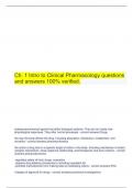   Ch. 1 Intro to Clinical Pharmacology questions and answers 100% verified.