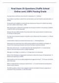 Final Exam 25 Questions &lpar;Traffic School Online&period;com&rpar; 100&percnt; Passing Grade&period;