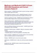 Medicare and Medicaid &lpar;CADC II&rpar; Exam  2023-2024 Questions and Correct  Answers Rated A&plus;