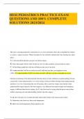 HESI PEDIATRICS PRACTICE EXAM QUESTIONS AND 100&percnt; COMPLETE SOLUTIONS 2023&sol;2024