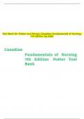 Test Bank for Potter and Perry's Canadian Fundamentals of Nursing, 7th Edition by Astle