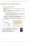 Summary Revision Notes for 1.2 how markets work
