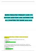 BURNS PEDIATRIC PRIMARY CARE 7TH  EDITION QUESTIONS AND ANSWERS FOR  ALL CHAPTERS TEST BANK 2023-2024