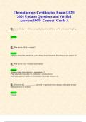 Chemotherapy Certification Exam (2023/ 2024 Update) Questions and Verified Answers|100% Correct- Grade A