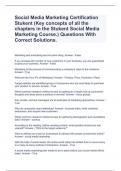 Social Media Marketing Certification Stukent (Key concepts of all the chapters in the Stukent Social Media Marketing Course.) Questions With Correct Solutions.