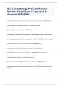 NIC Cosmetology Pre-Certification Review&colon; Final Exam 1 Questions & Answers 2023&sol;2024