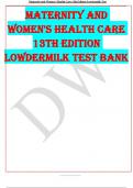 Maternity and Women's Health Care 13th Edition Lowdermilk Test BANK