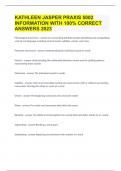 KATHLEEN JASPER PRAXIS 5002 INFORMATION WITH 100% CORRECT ANSWERS 2023.