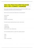 2023 CNA PRACTICE WRITTEN EXAM WITH 100&percnt; CORRECT ANSWERS