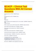 BCACP &ndash; Clinical Test  Questions With All Correct  Answers