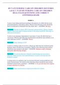 RN VATI NURSING CARE OF CHILDREN 2019 FORM A&comma;B & C &sol;VATI RN NURSING CARE OF CHILDREN REAL EXAM QUESTIONS AND CORRECT ANSWERS&vert;AGRADE