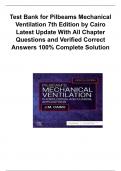 Test Bank for Pilbeams Mechanical Ventilation 7th Edition by Cairo Latest Update With All Chapter Questions and Verified Correct Answers 100&percnt; Complete Solution