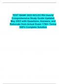 TEST BANK 2023 NCLEX RN Uworld Comprehensive Study Guide Updated May 2023 with Questions&comma; Answers&comma; and Rationale from Actual Exam 1700&plus; Terms 100&percnt; Complete Solution