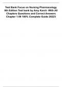 Test Bank Focus on Nursing Pharmacology 8th Edition Test bank by Amy Karch -With All Chapters Questions and Correct Answers Chapter 1-59 100&percnt; Complete Guide 20223
