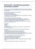 Nursing 201 - Final Review questions and answers 2023&sol;24