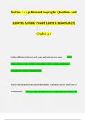 Section 1 - Ap Human Geography Questions and Answers Already Passed Latest Updated 2023 &vert; Graded A&plus;
