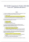 023 ATI RN Comprehensive Predictor 2023-2024 Form A B C Questions and answers FORM A 