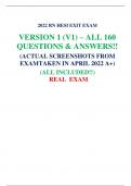2022 RN HESI EXIT EXAM VERSION 1 &lpar;V1&rpar; &ndash; ALL 160 QUESTIONS & ANSWERS&excl;&excl; &lpar;ACTUAL SCREENSHOTS FROM  EXAMTAKEN IN APRIL 2022 A&plus;&rpar; &lpar;ALL INCLUDED&excl;