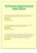 PN Pharmacology Proctored Exam 2020 A; All Correct & Verified