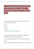 HESI RN EXIT Exam Questions  and Answers &lpar;100&percnt; Verified  Answers&rpar; Latest Update 2023- 2024