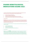 PHARM HEMATOLOGICAL  MEDICATIONS EXAMS 2023