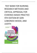 TEST BANK FOR NURSING RESEARCH METHODS AND CRITICAL APPRAISAL FOR  EVIDENCE-BASED PRACTICE 9TH EDITION  BY GERI LOBIONDO-WOOD, AND JUDITH 